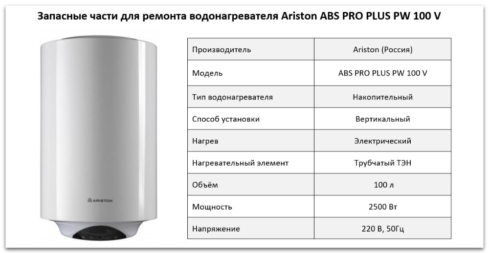 Купить запчасти Ariston ABS PRO PLUS PW 100 V в Волгограде