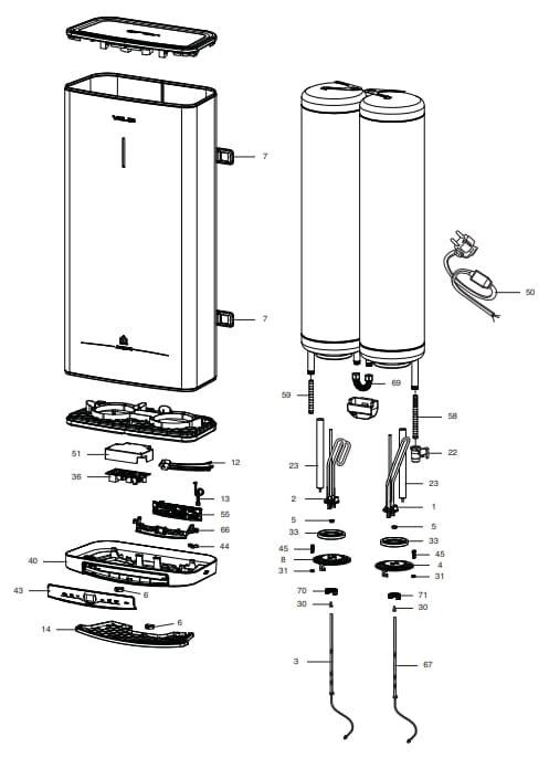 Запчасти Ariston VELIS LUX INOX POWER ABSE WIFI 30 купить в Волгограде